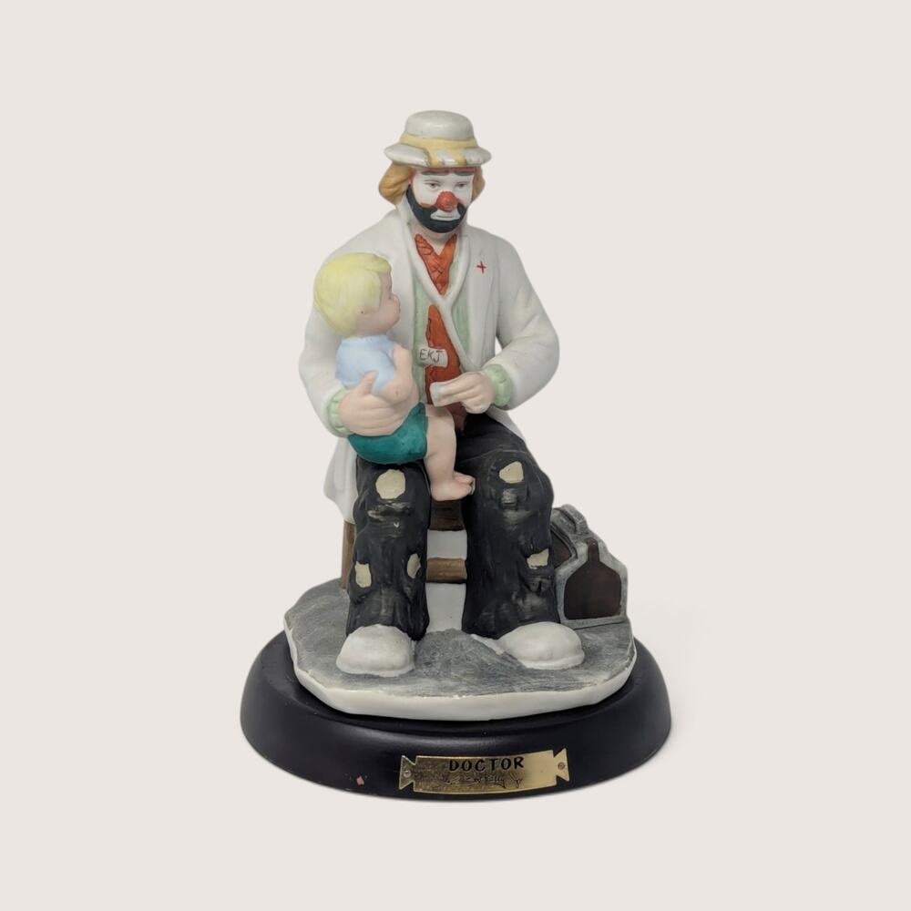 Vintage Flambro Emmett Kelly Jr Doctor Porcelain Figurine Clown With Base